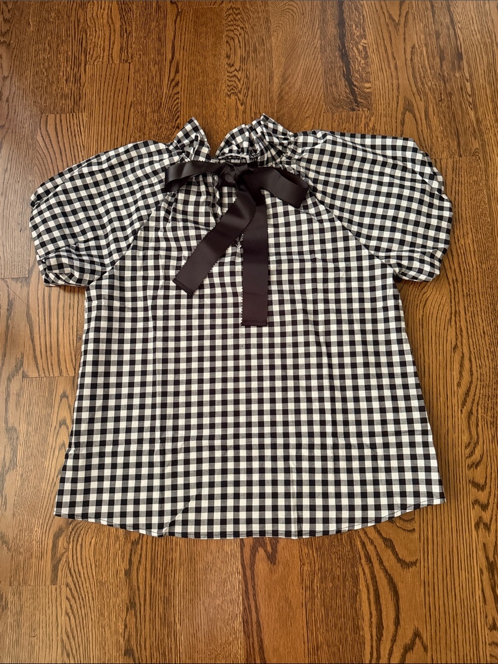 GeeGee black and white gingham bow top small - Picture 7 of 11